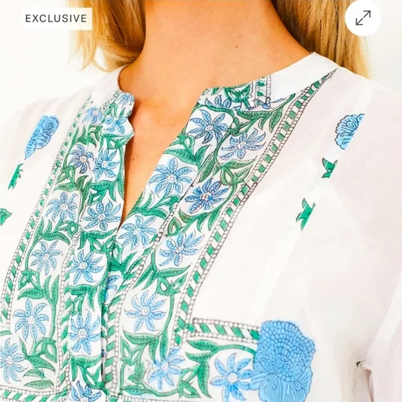 Tuckernuck Juliet Dunn White Poppy Flared Sleeve Dress Size XL - Picture 3 of 13